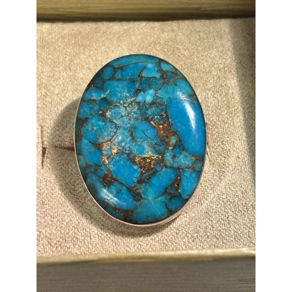 Matrix Turquoise Sterling Silver Ring size 6.5 Stamped "SP"